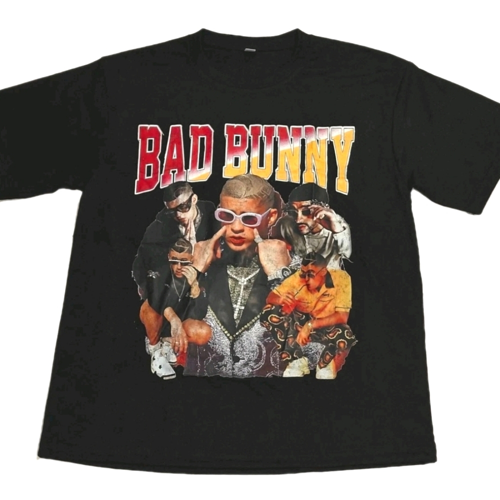 Bad Bunny T-Shirt Graphic Vintage Style 90's Reggaeton Black Unisex Sizes S - XL